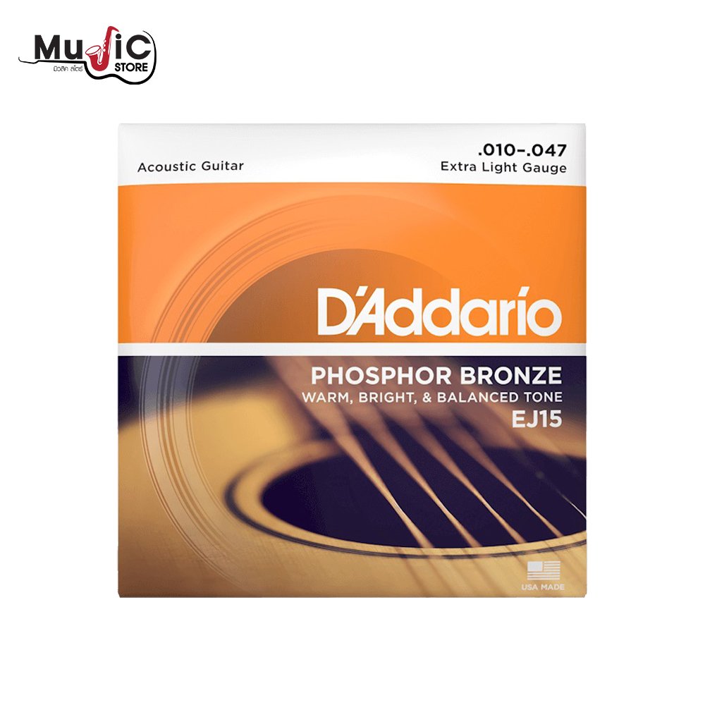 D'Addario EJ15 Phosphor Bronze Extra Light Acoustic Strings .010 -.047