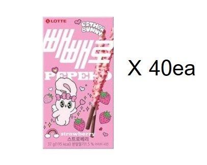 LOTTE Pepero Strawberry 37G*40ea (Ester Bunny) - testerkorea