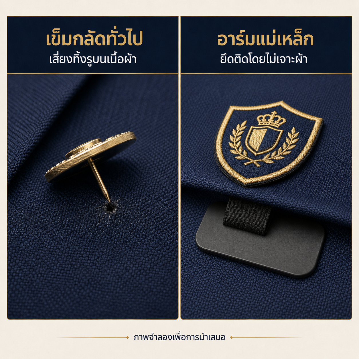 "อาร์มแม่เหล็ก ปกป้องสูทราคาแพง ไร้รูเข็ม"