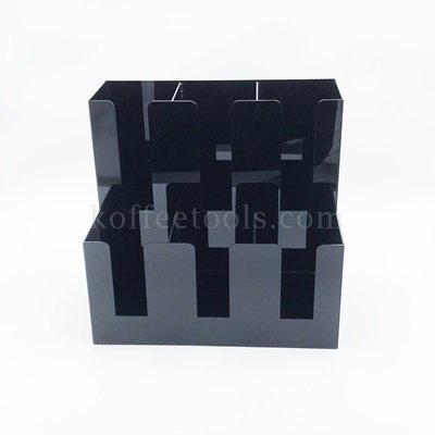 กล่องอะคริลิคสีดำทึบ ใส่แก้วกาแฟ 6 ช่อง (แก้ว16-22 oz)