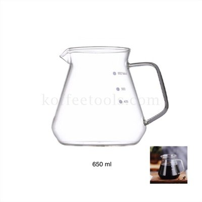 โถแก้วรองกาแฟดริป 650 ml (สเกล 600 ml )