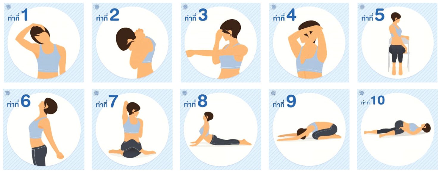 10 ท่ายืดกล้ามเนื้อ แก้ปวดคอ บ่า หลัง 10 ท่ายืดกล้ามเนื้อ แก้ปวดคอ บ่า หลัง