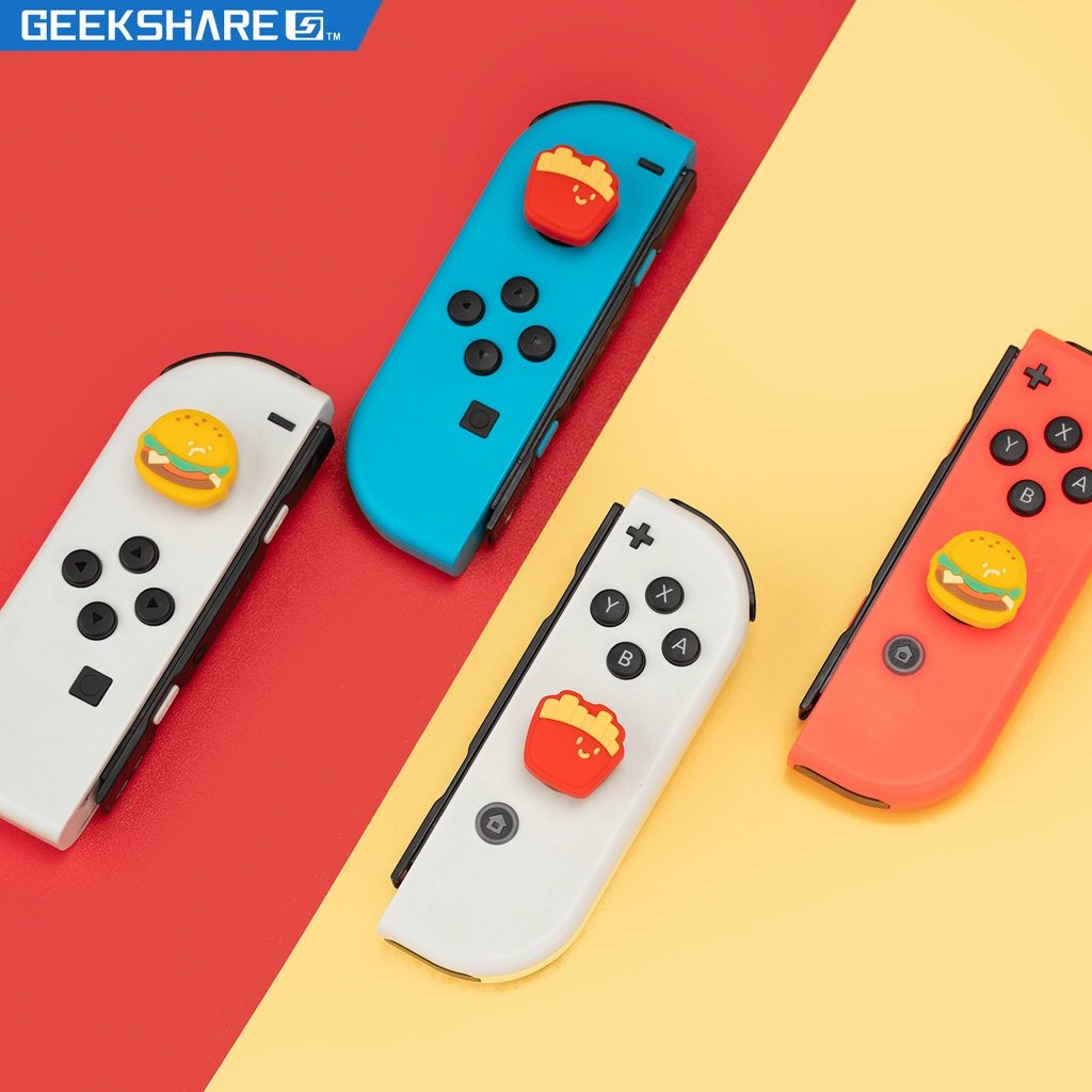 Geekshare™ ครอบปุ่มจุกยาง Analog Thumbgrip สำหรับ Nintendo Switch / OLED / LITE ลาย ChipsBurger สีสันสดใส แบรนด์แท้100%