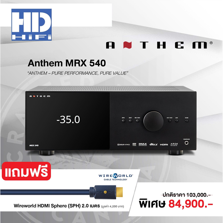 Anthem MRX-540 Pre-Amplifier7.2 / Amplifier 5 Channel A/V receiver