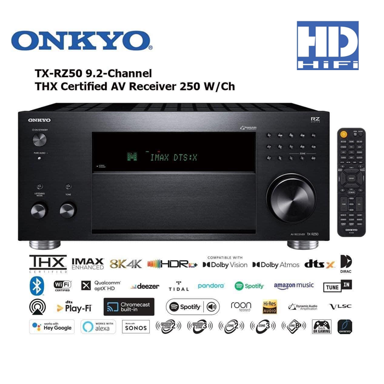 Onkyo TX-RZ50 9.2-channel home theater receiver with Dolby Atmos