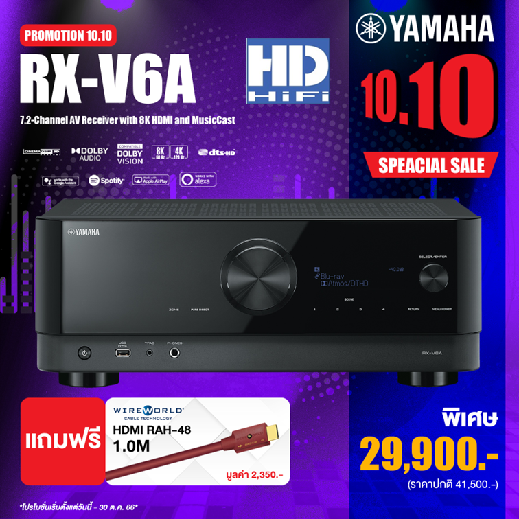 YAMAHA RX-V6A AV Receiver with 8K HDMI and MusicCast 7.2CH