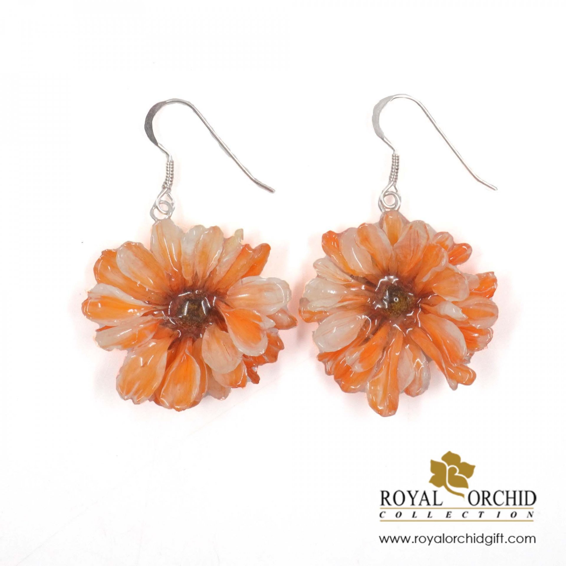 ต่างหูดอกเก๊กฮวย - Mini Chrysanthemum Earring (Orange)