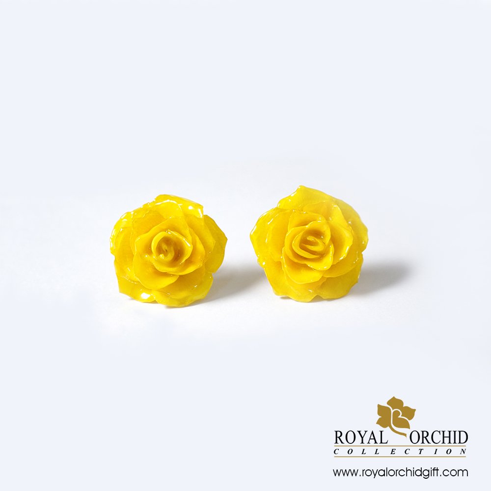 ต่างหูดอกกุหลาบ Rose Earring - สีเหลือง