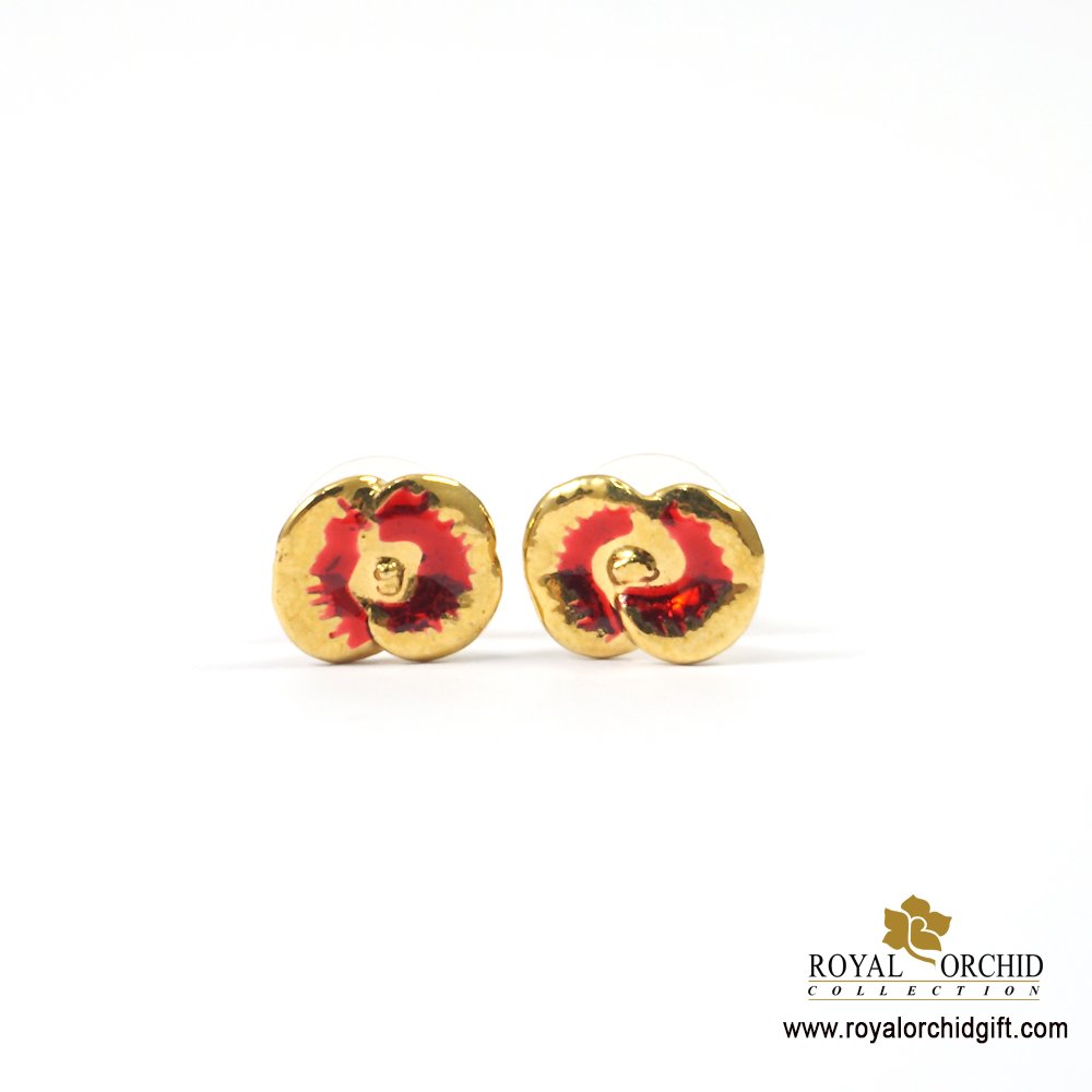 ต่างหูดอกโป๊ยเซียนชุบทองและทาสี / Gold & Colored Euphorbia  Earring