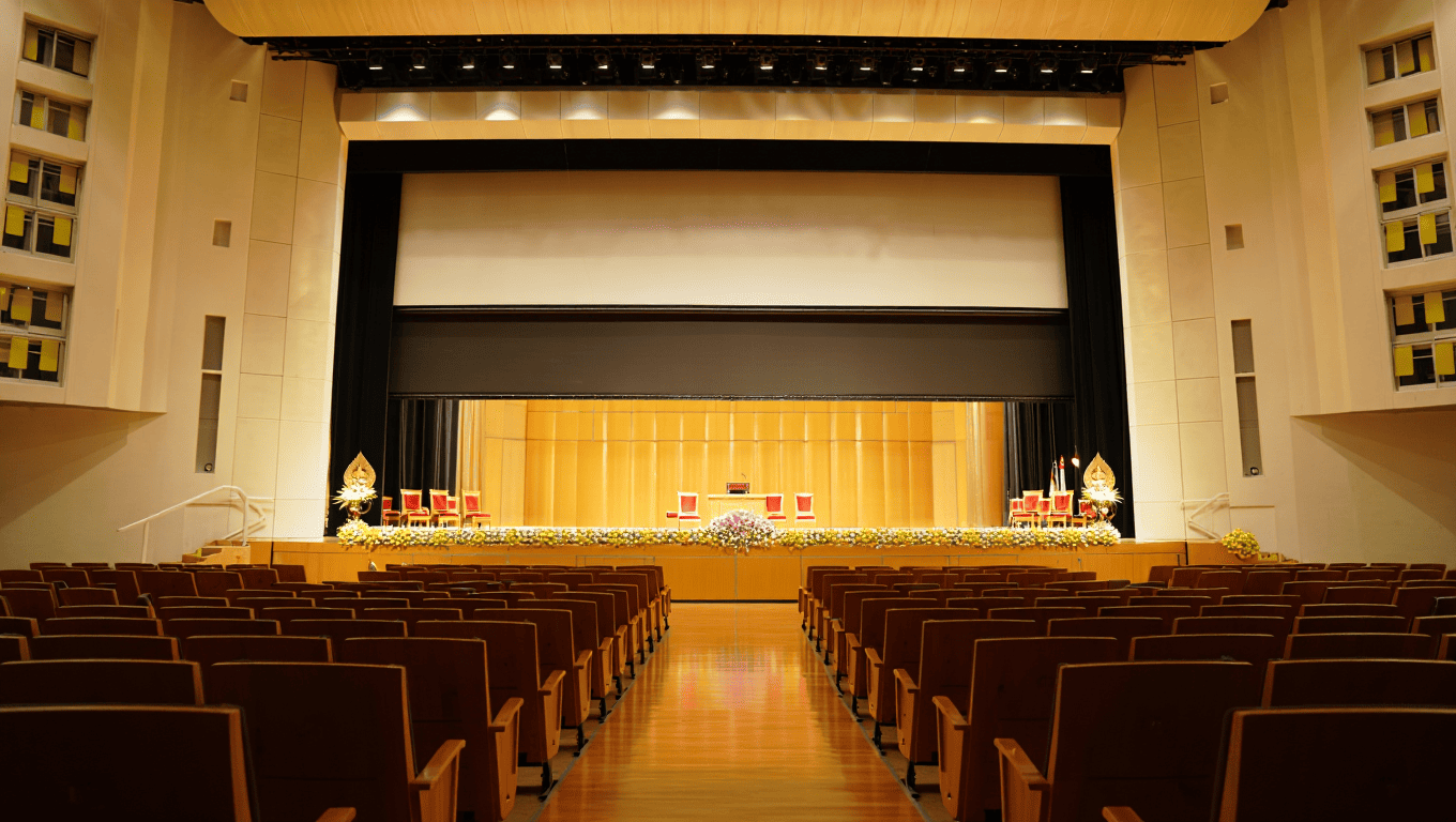 เมื่อหอประชุมต้องเป็นทั้ง "เวทีการประชุม จัดกิจกรรม หรือฉากละคร" จบปัญหาจอขวางพื้นที่ใช้งานด้วย Rollable LED 