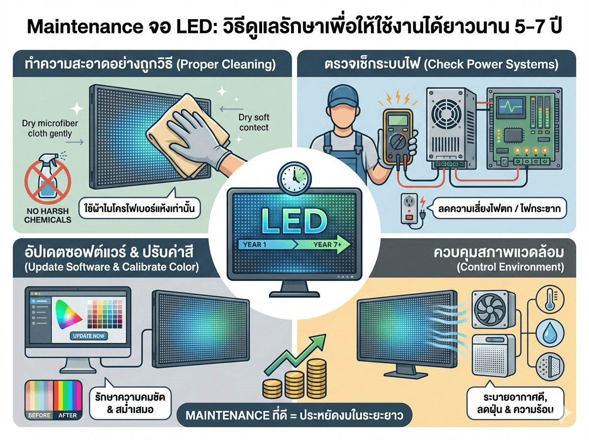 Maintenance จอ LED: วิธีดูแลรักษาเพื่อให้ใช้งานได้ยาวนาน 57 ปี 