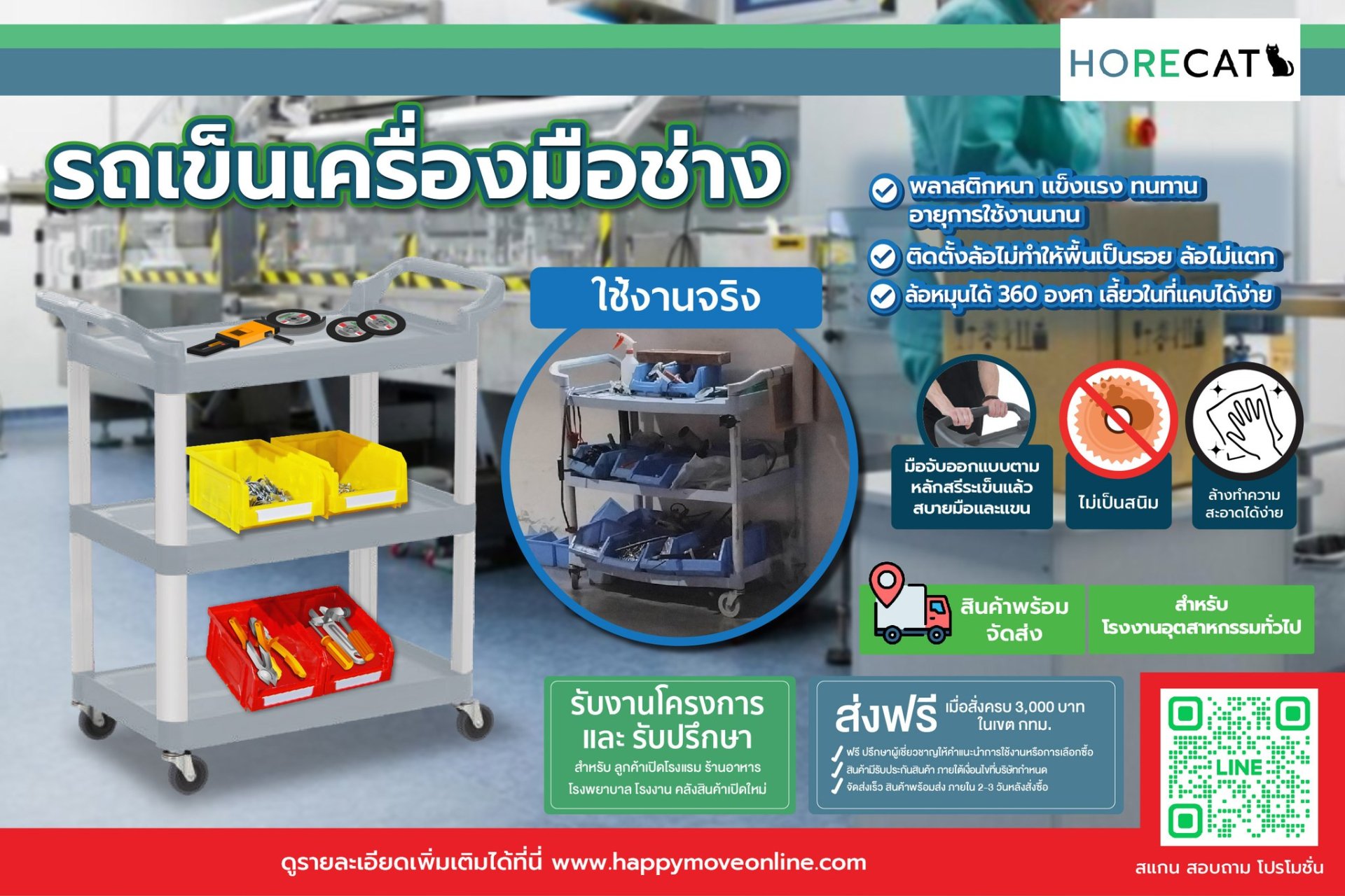 รถเข็นเครื่องมือช่าง HORECAT ตัวช่วยเพิ่มประสิทธิภาพการทำงานในโรงงานและอุตสาหกรรม