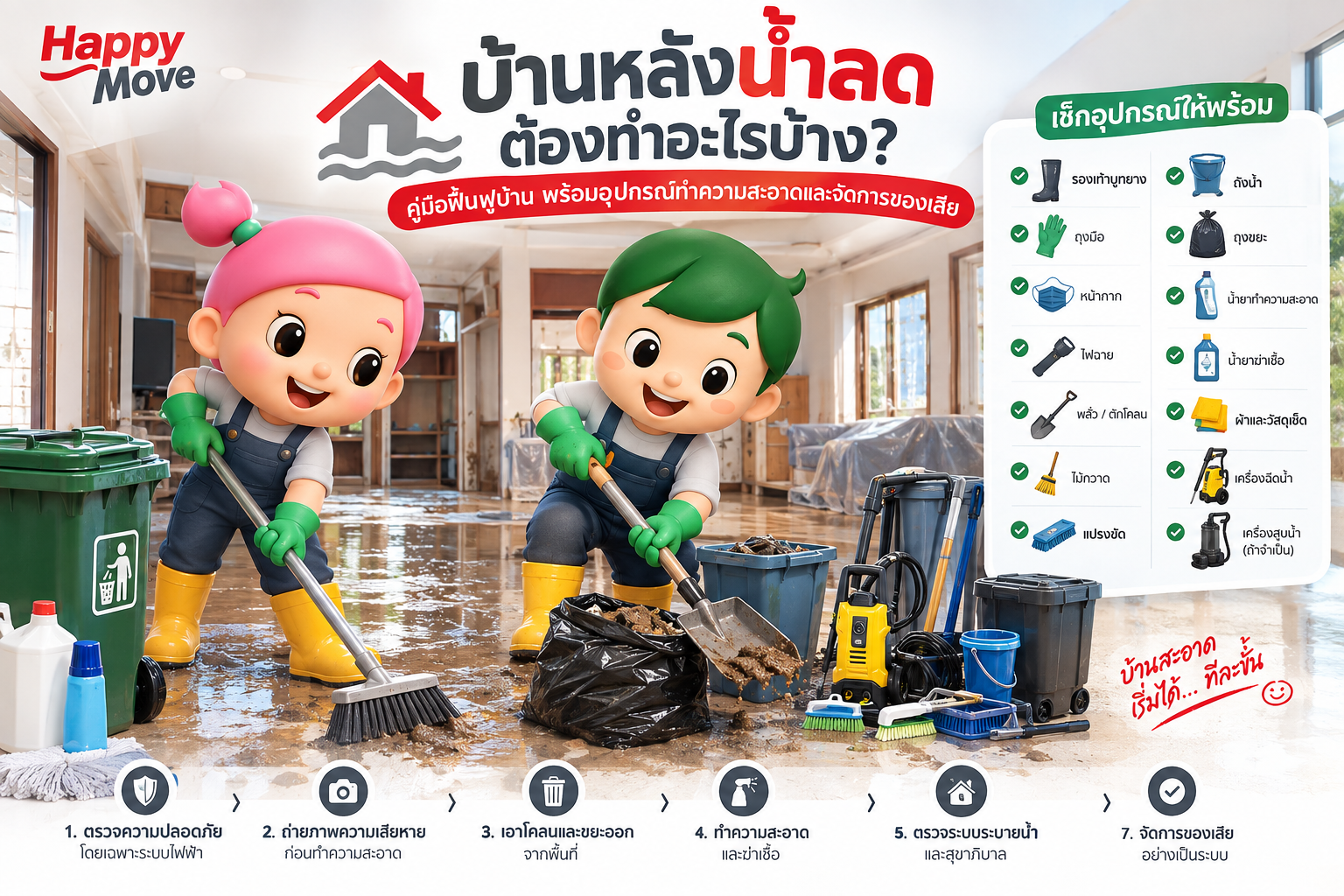 น้ำลดต้องทำอะไรบ้าง