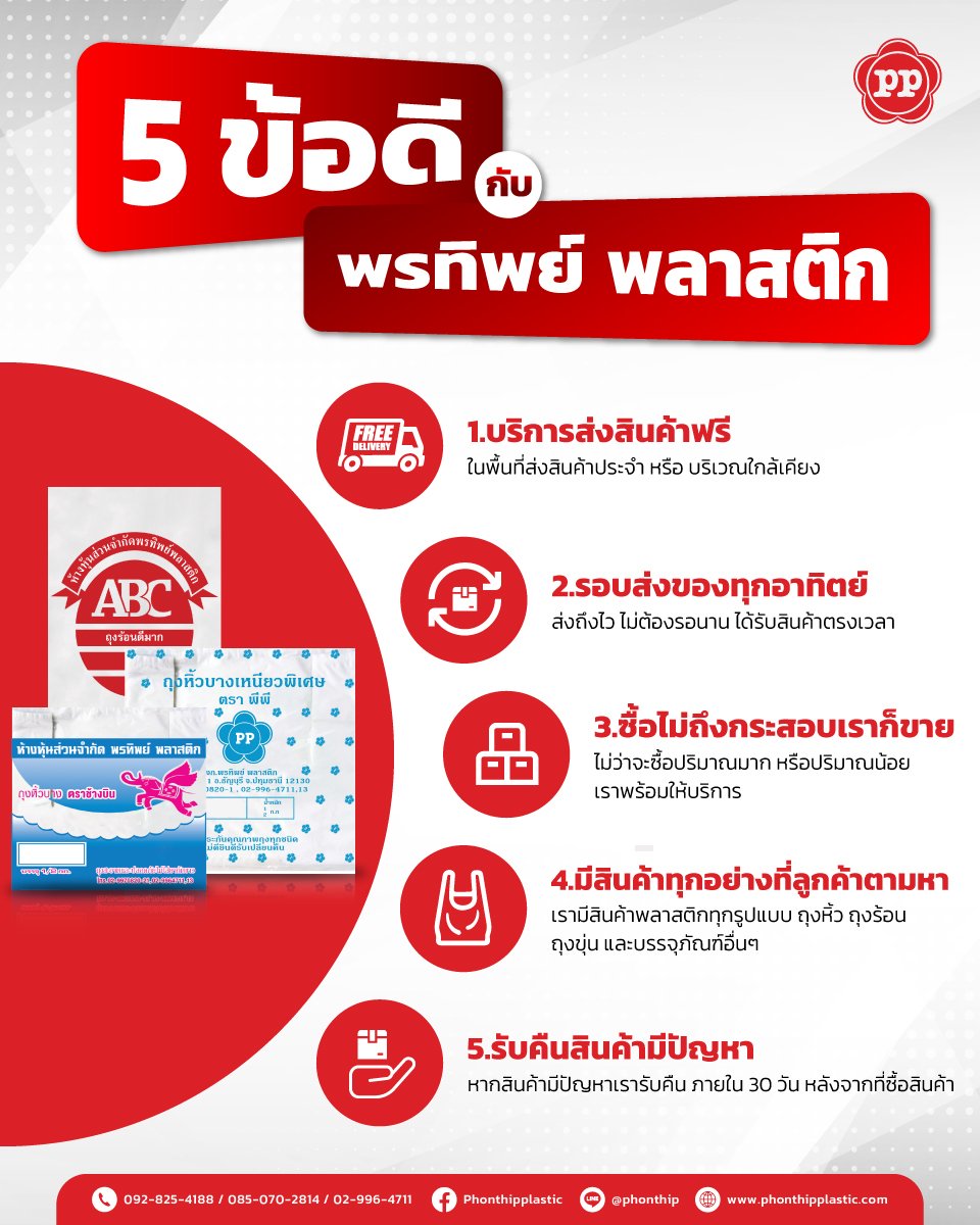 5 ข้อดีของถุงพลาสติก "พรทิพย์ พลาสติก"