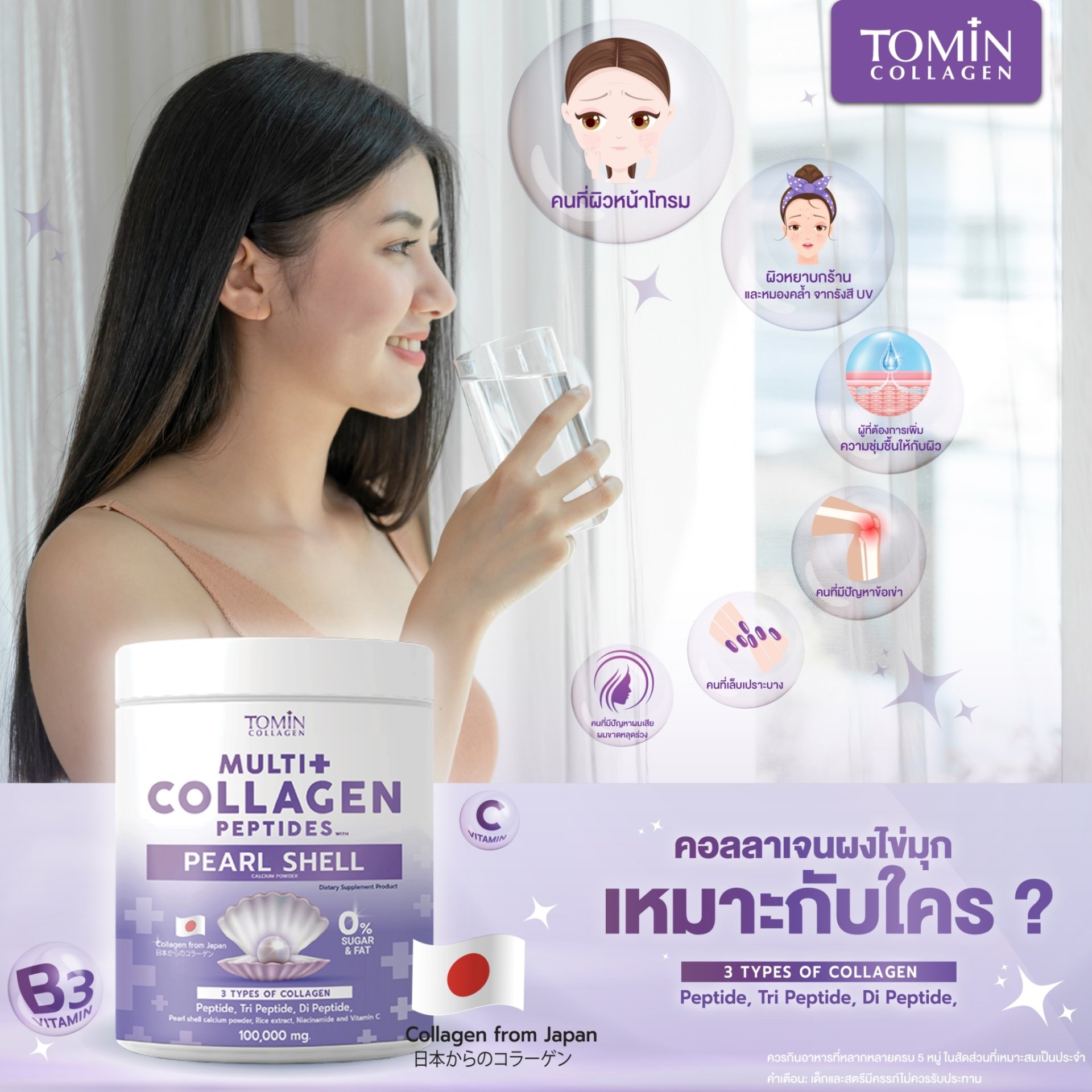 Tomin Multi Collagen Peptides with Peal Shell - truenaturize