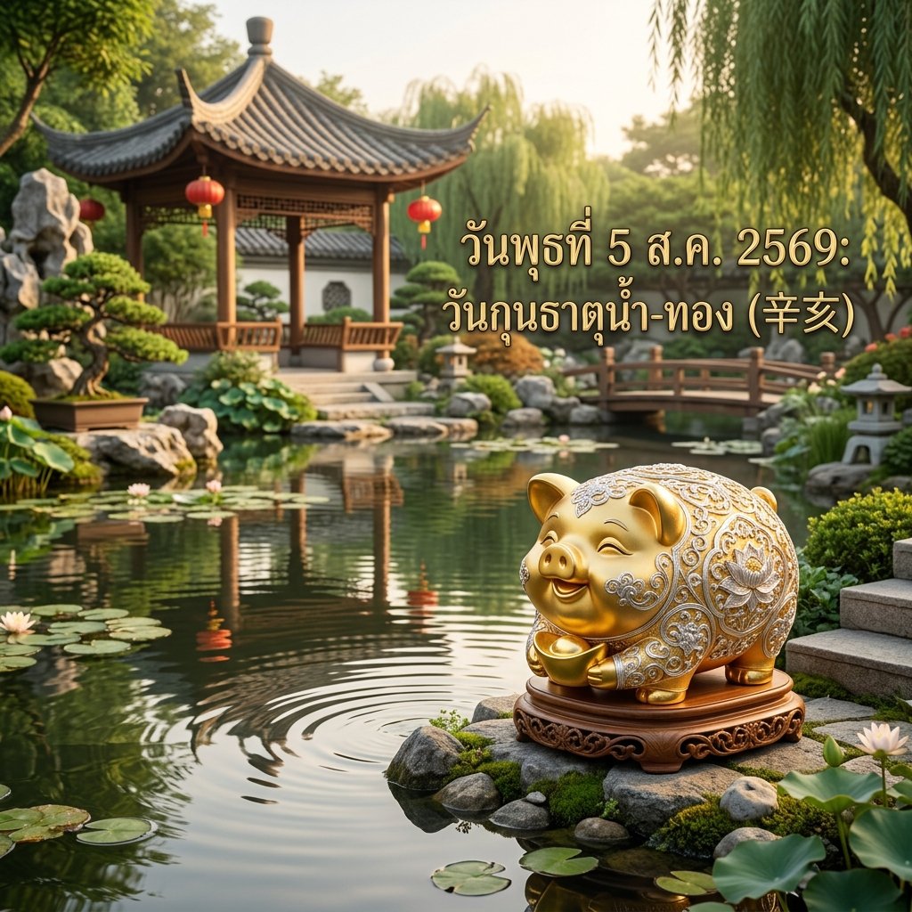 วันปฏิทินจีนประจำวันพุธที่ 5 ส.ค. 2569: วันกุนธาตุน้ำ-ทอง (辛亥)