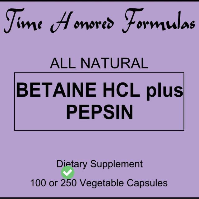เปปซิน อซิโดว Betaine HCL Plus Pepsin (Acidoll) 250 Caps. (วิตามินตามสูตรของเกอร์สัน)