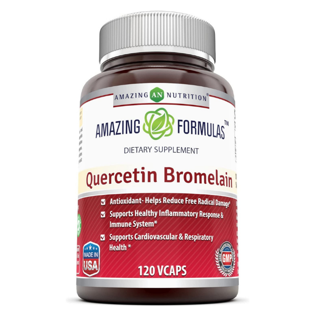 Quercetin 800 Mg with Bromelain 165 Mg, 120 Vcaps -Amazing Nutrition