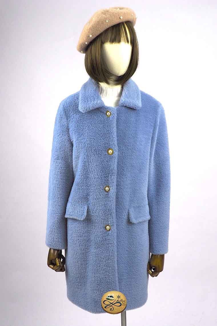 เช่าเสื้อโค้ทผู้หญิง รุ่น  Faux Mink Fluffy Blueberry Popover Top Coat  905GCF414FABLS1