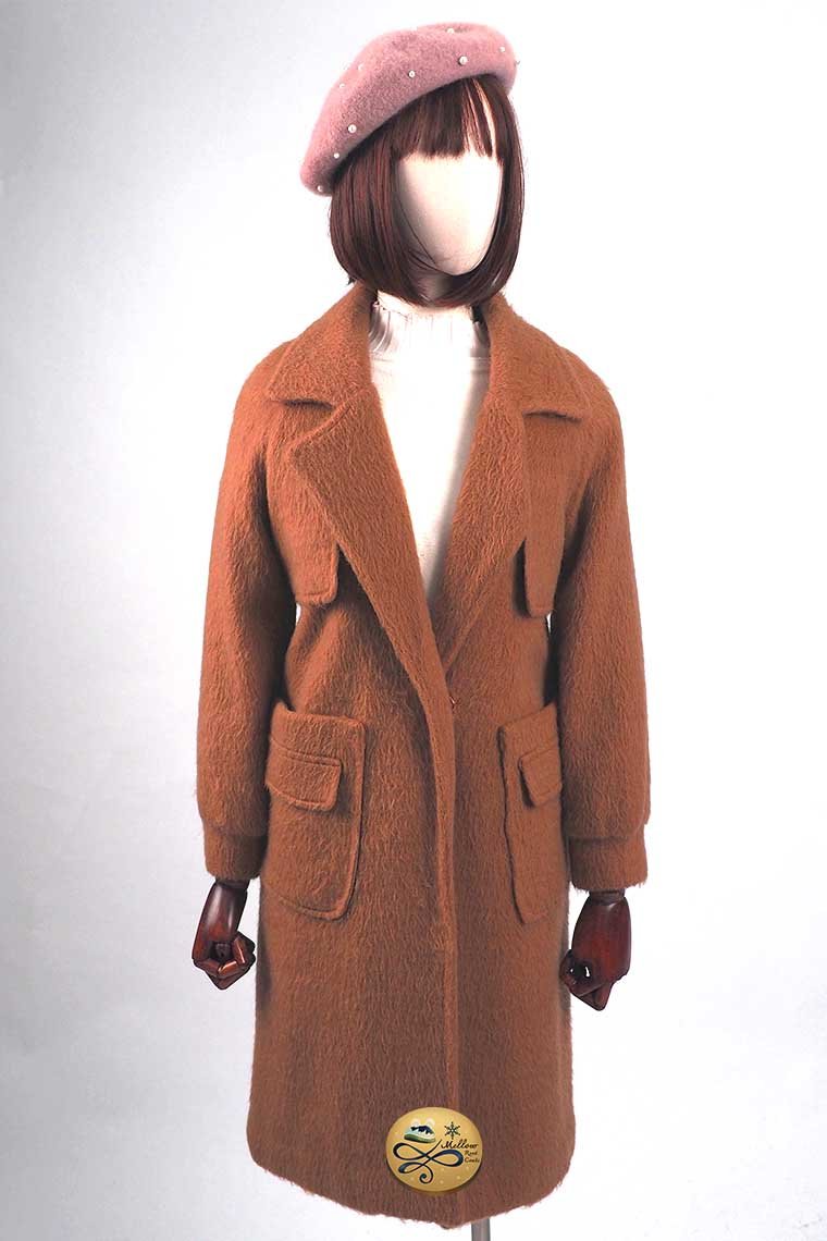 เช่าเสื้อโค้ทผู้หญิง รุ่น  Toned Olive Swing Double Breasted Velvet Coat  905GCL400FABRM1
