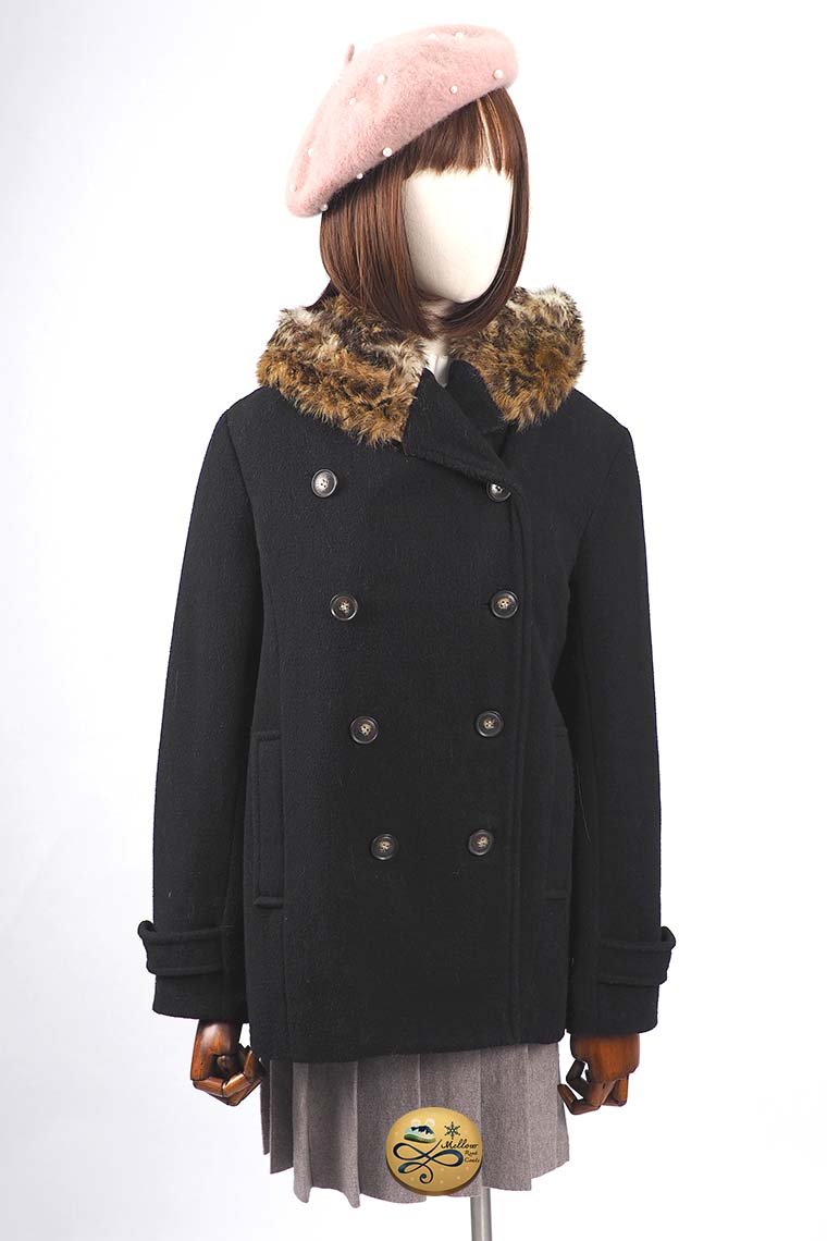 เช่าเสื้อโค้ทผู้หญิง รุ่น  Fur Ebony Crow Pea Coat  902GCS134FABKM1