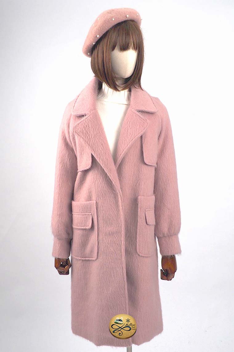 เช่าเสื้อโค้ทผู้หญิง รุ่น  Faux Mink Fluffy Baguette Straight Coat  905GCL418FAPKL1