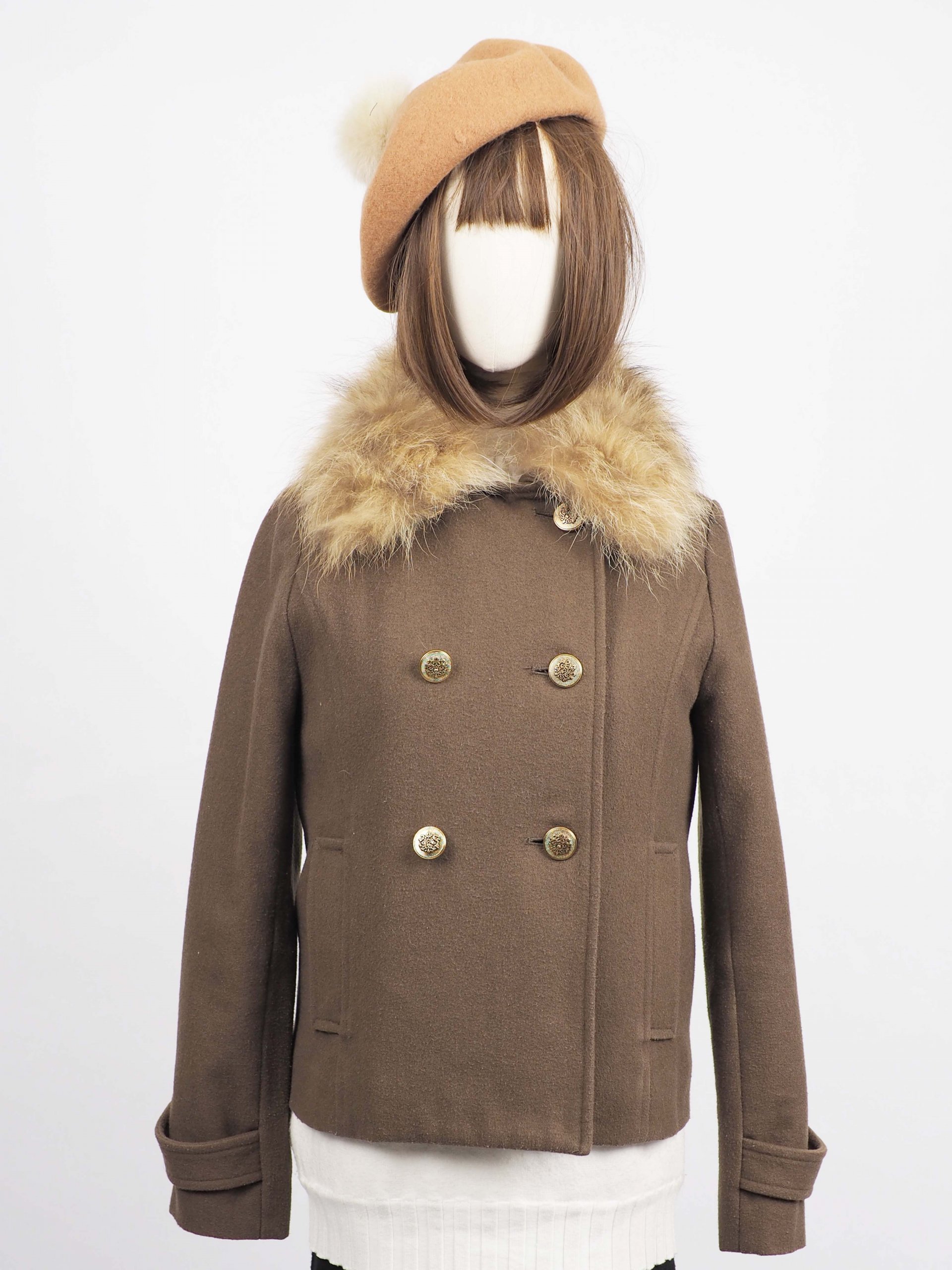 เช่าเสื้อโค้ทผู้หญิง รุ่น Fur Peacan Brown Yellow Top Coat  902GCS144FABRS1