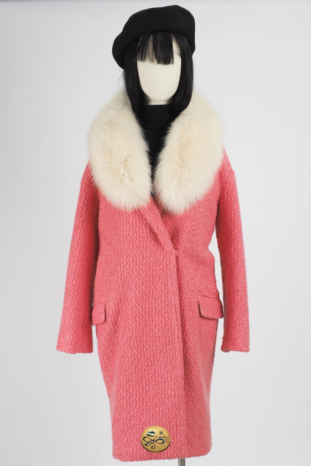 เช่าเสื้อโค้ทผู้หญิง รุ่น  Fox Fur collar Flirty Flamingo Long Coat  2006GCL720FAPK1