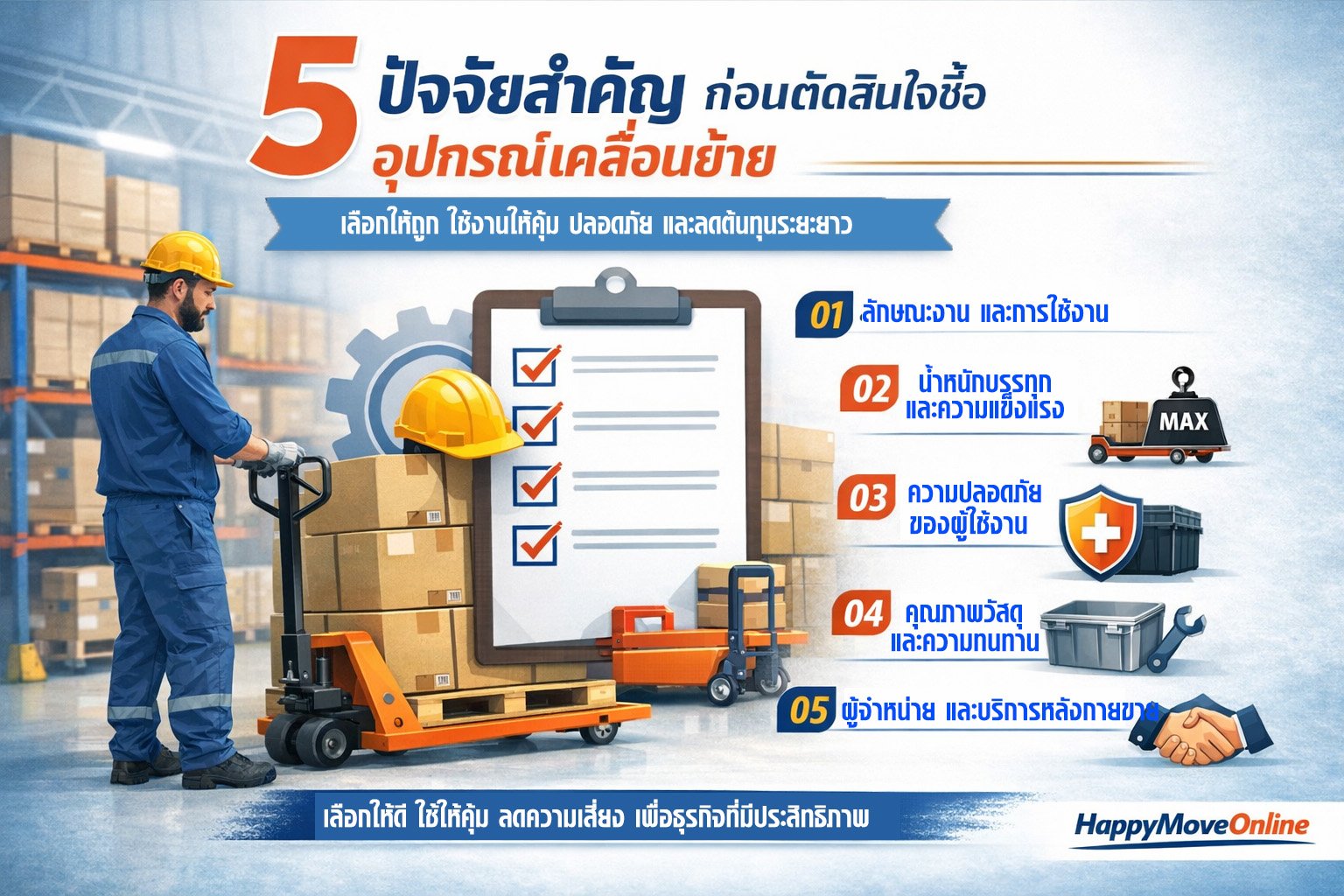 5 ปัจจัยสำคัญก่อนซื้ออุปกรณ์เคลื่อนย้าย | เลือกให้คุ้ม ปลอดภัย | HappyMove