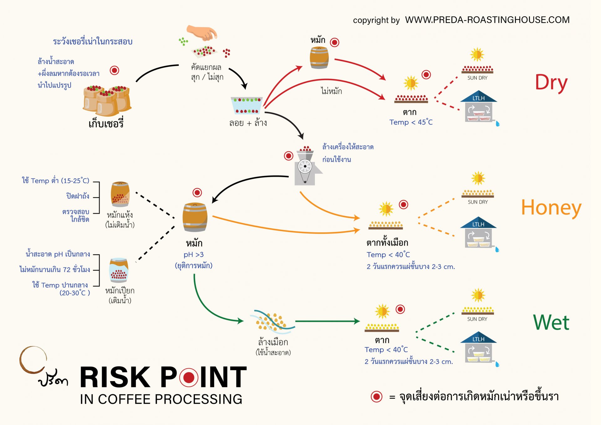 จุดเสี่ยงในกระบวนการแปรรูปกาแฟ Risk Point in Coffee Processing