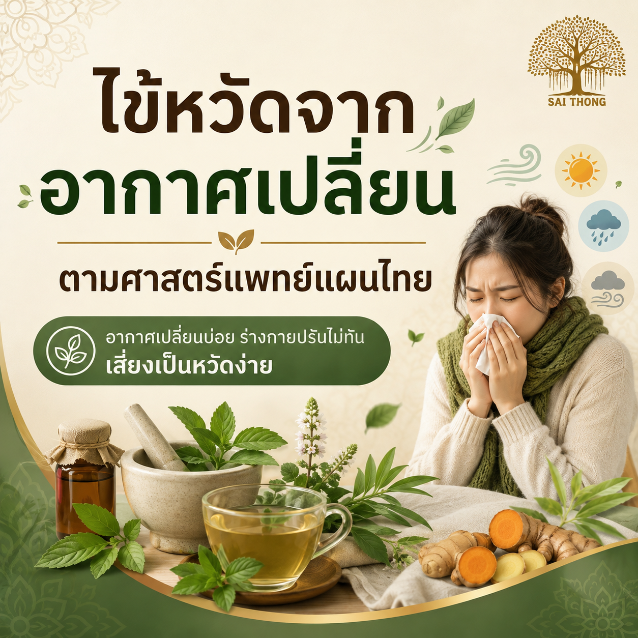 ไข้หวัดจากอากาศเปลี่ยน ตามศาสตร์การแพทย์แผนไทย