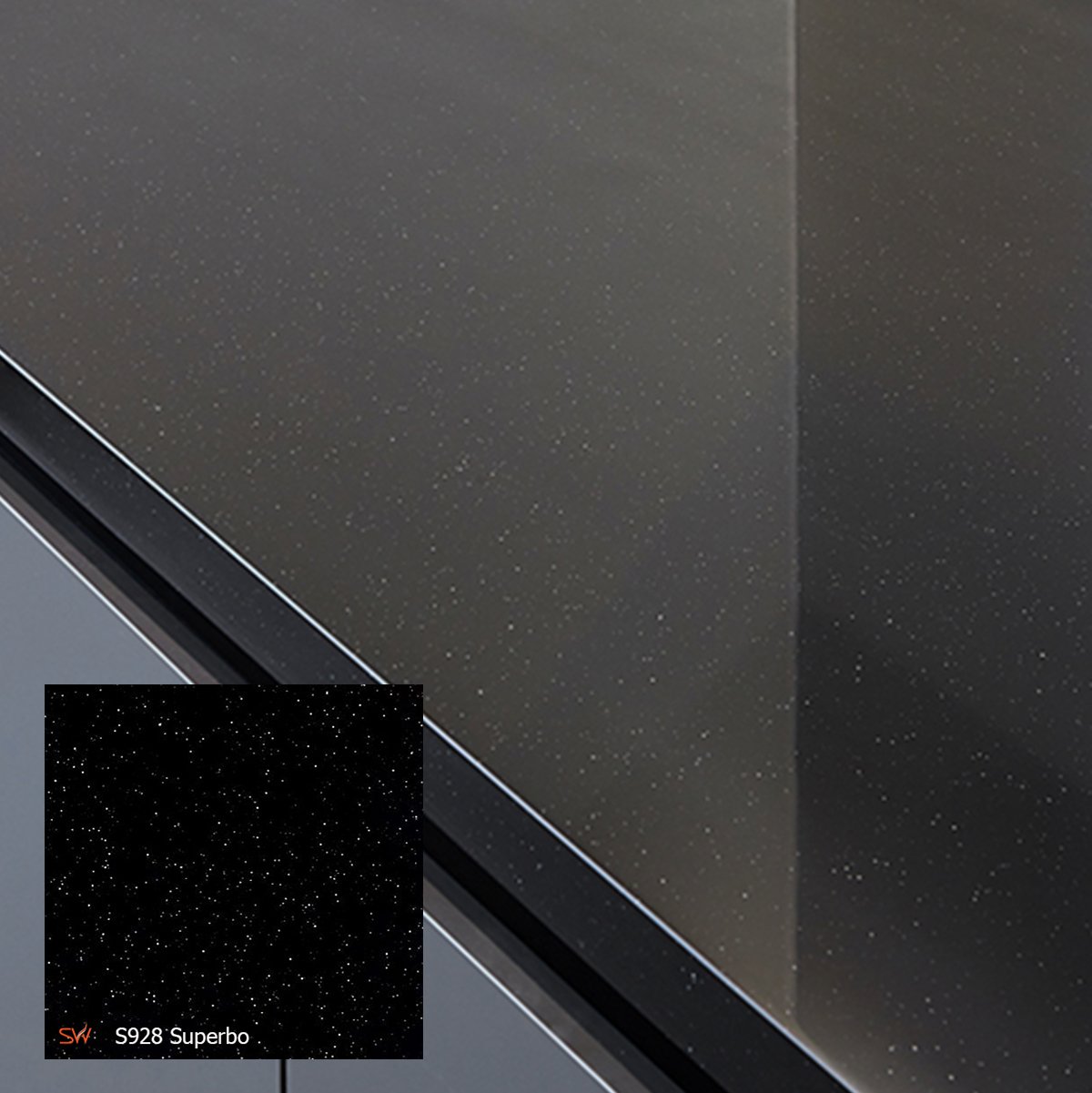 Acrylic Solid Surface Superbo S928 หินสังเคราะห์สีดำ