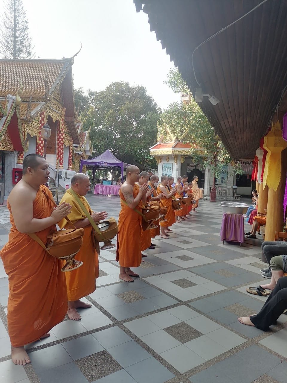 Offering foods to Monks at Doi suthep & Sunrise Tour