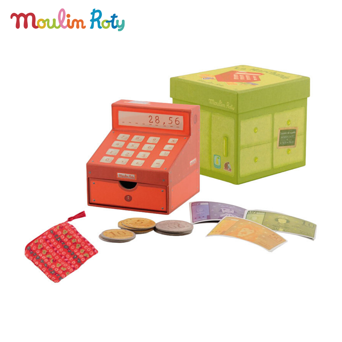 Moulin Roty เครื่องคิดเงิน เล่นขายของ ของเล่น เปเปอร์มาเช่ สไตล์วินเทจ MR-720934