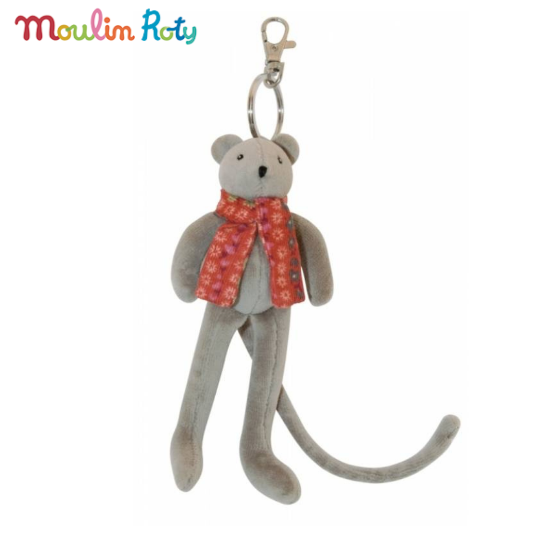 Moulin Roty ตุ๊กตาออร์แกนิค ตุ๊กตาพวงกุญแจ ตุ๊กตาหนู พวงกุญแจ ขนาด 15cm Nini La Grande Famille MR-632382