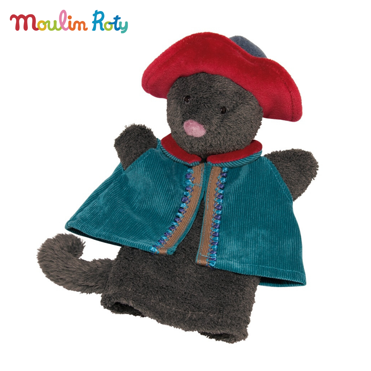 Moulin Roty ตุ๊กตามือ ตุ๊กตาใส่มือ พับเพ็ท Puppet Cat in boots ตุ๊กตาแมวอัศวิน MR-711210