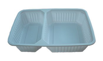 กล่องอาหาร 2 ช่อง PP 500 กรัม สีขาว