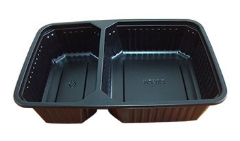 กล่องอาหาร 2 ช่อง PP 500 กรัม สีดำ