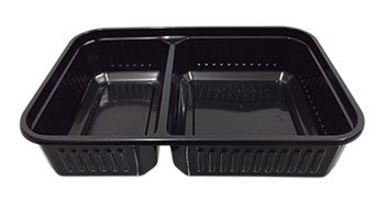 กล่องอาหาร 2 หลุม 500 กรัม PP สีดำ