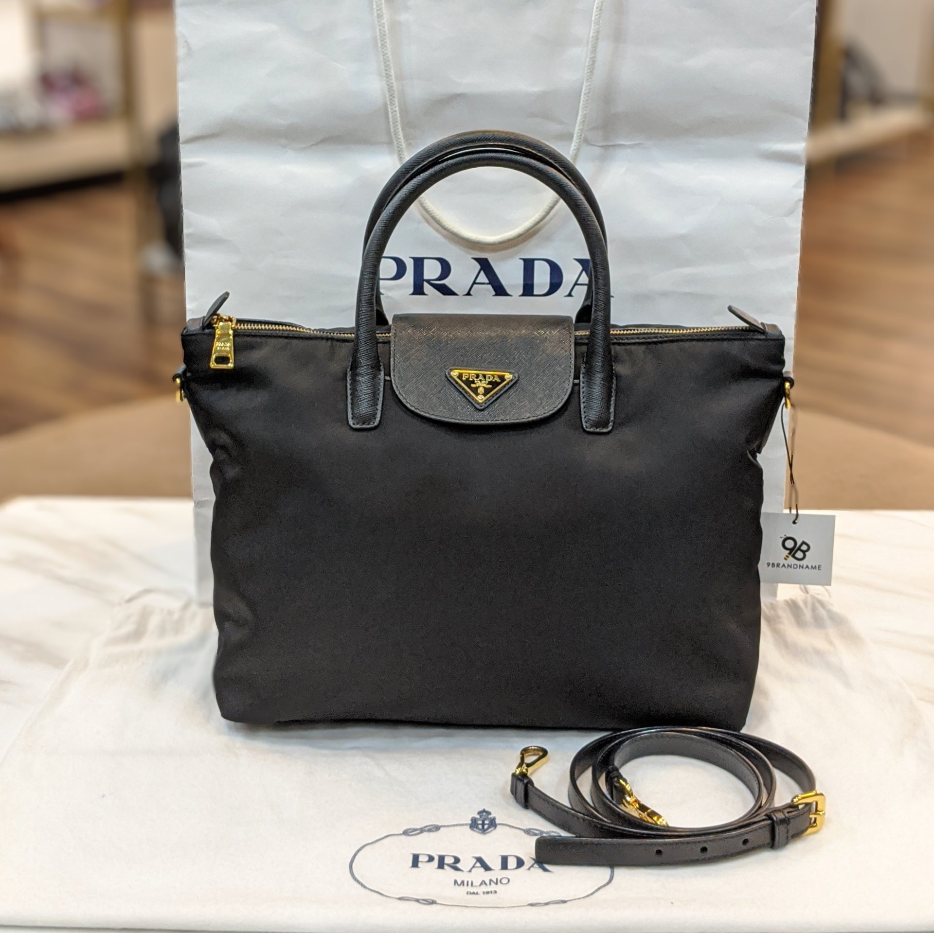 Used​ -​ Prada Crossbody​ Tessuto​ Black - 9brandname