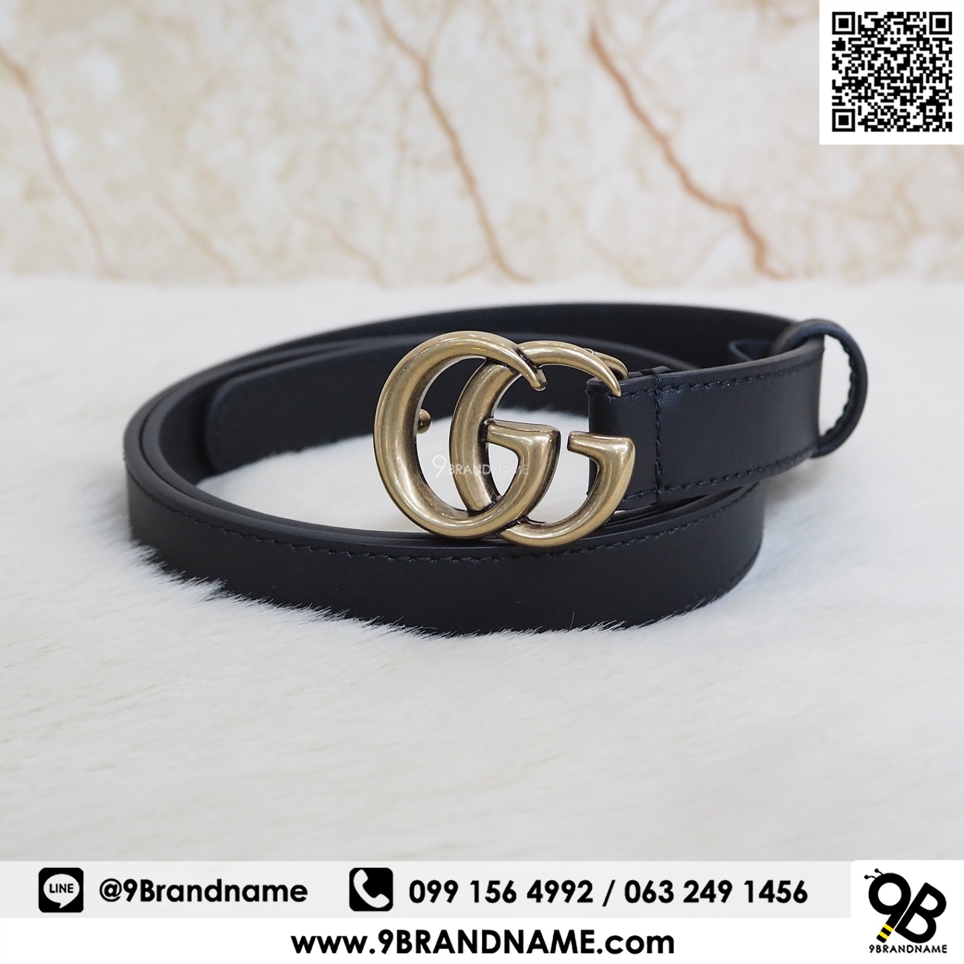 Gucci Leather belt with Double G buckle black 2 CM Size 80 cm