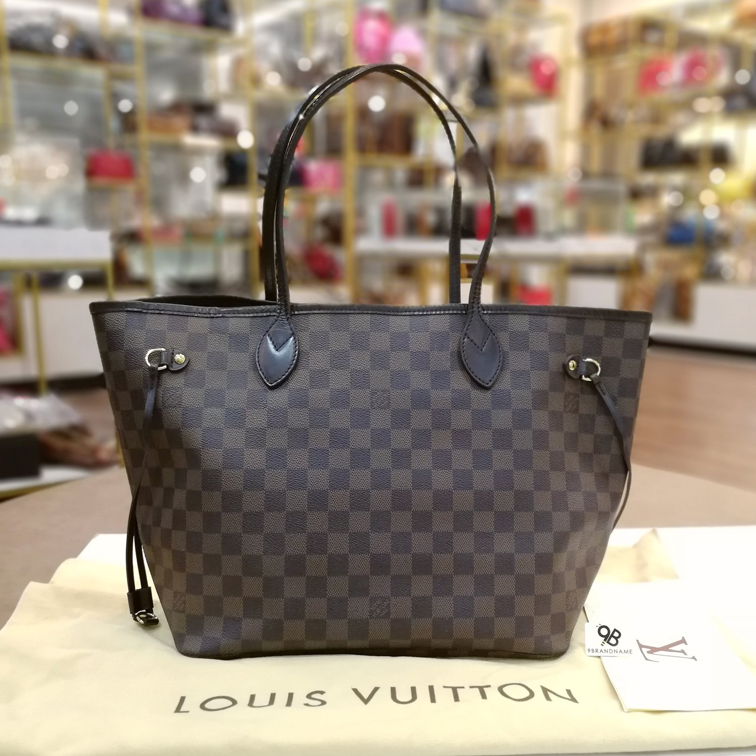 Used -​ Louis Vuitton Neverfull​ MM​ Damier​ Ebene​ Canvas​ AR4190 -  9brandname