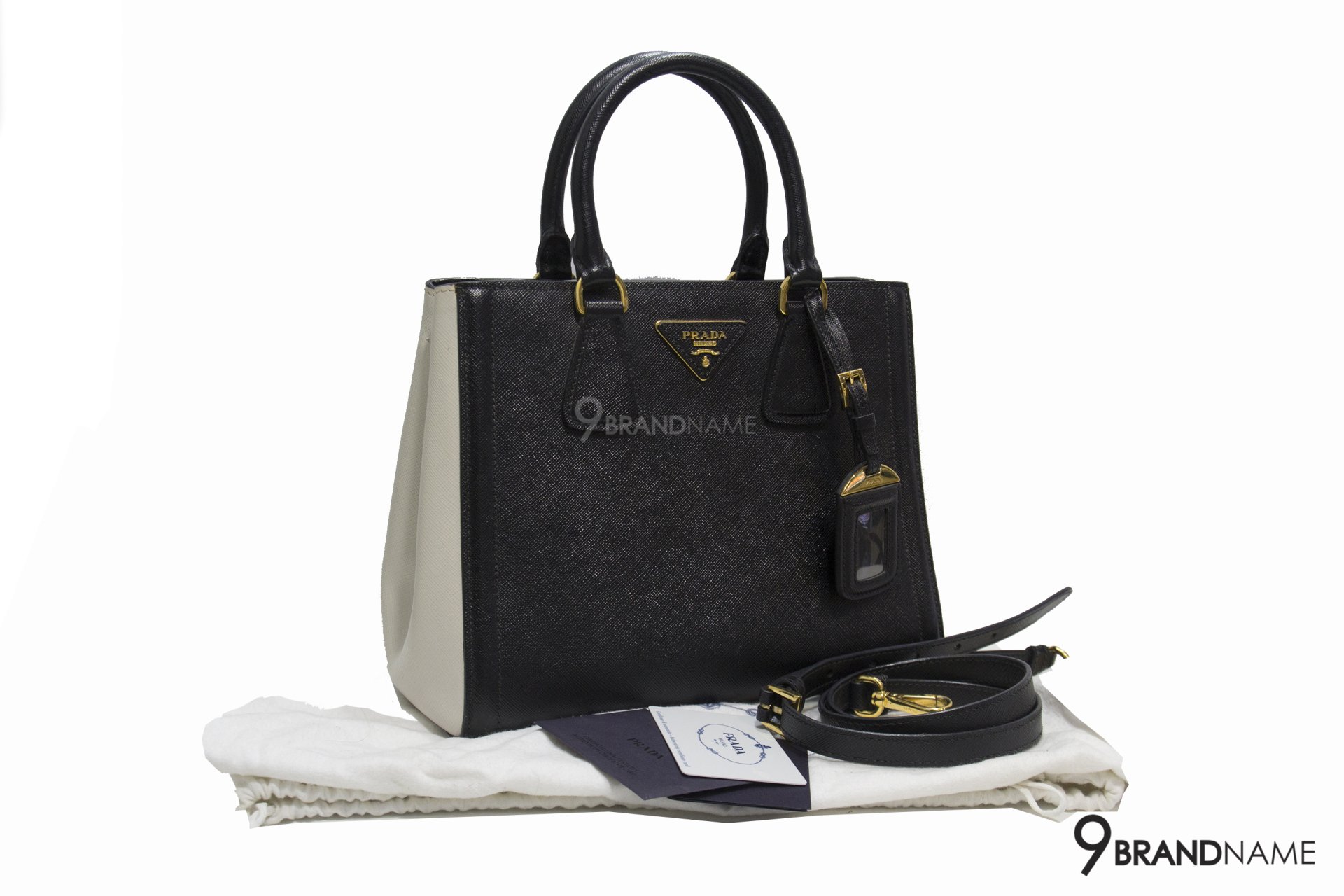 PRADA Saffiano Double Zip Crossbody Bag Black 618296