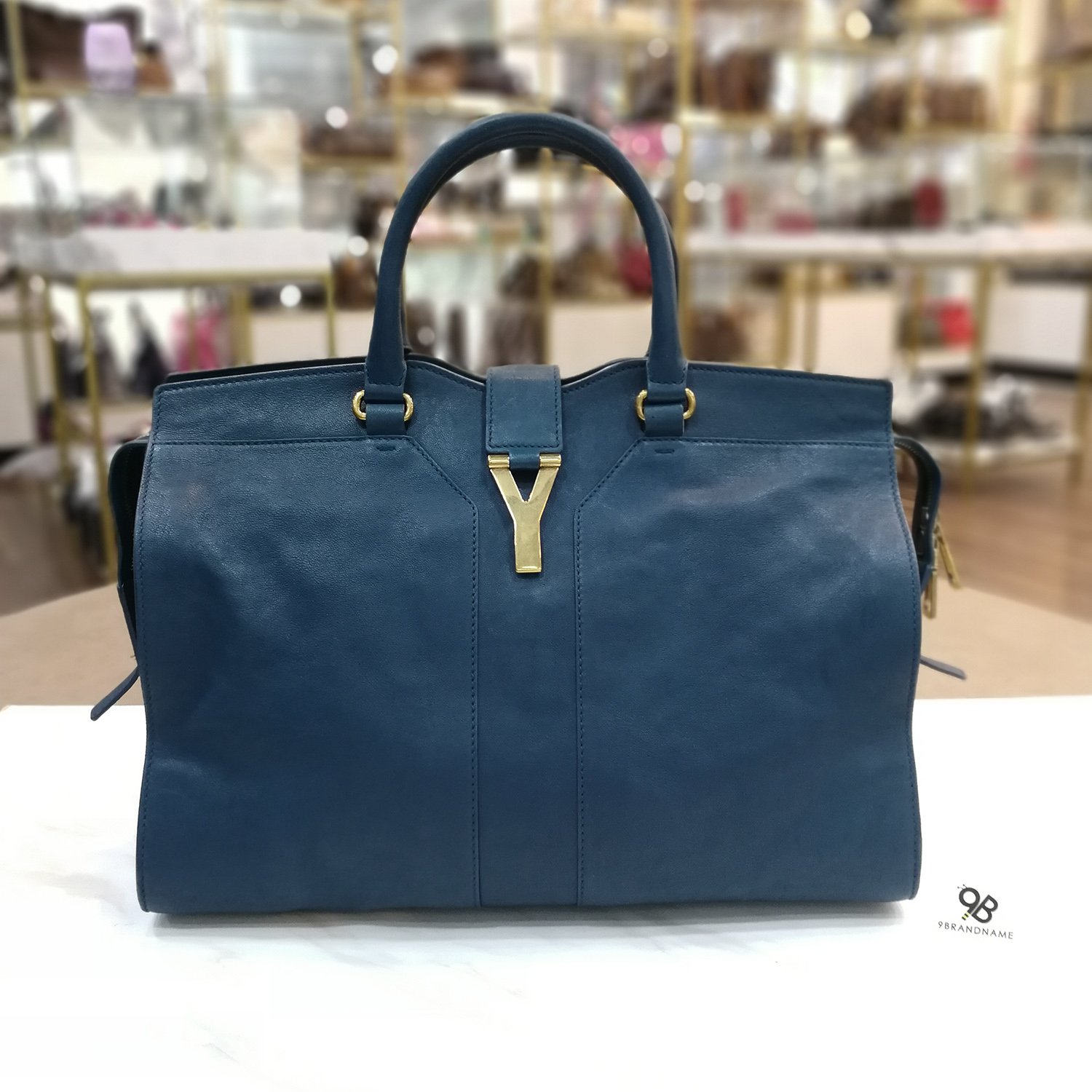 Used - Yves Saint​ Laurent​ Cabas​ Chyc​ Hand​ Bag​ Blue​ Laurent​ Large​  Size GHW​ - 9brandname