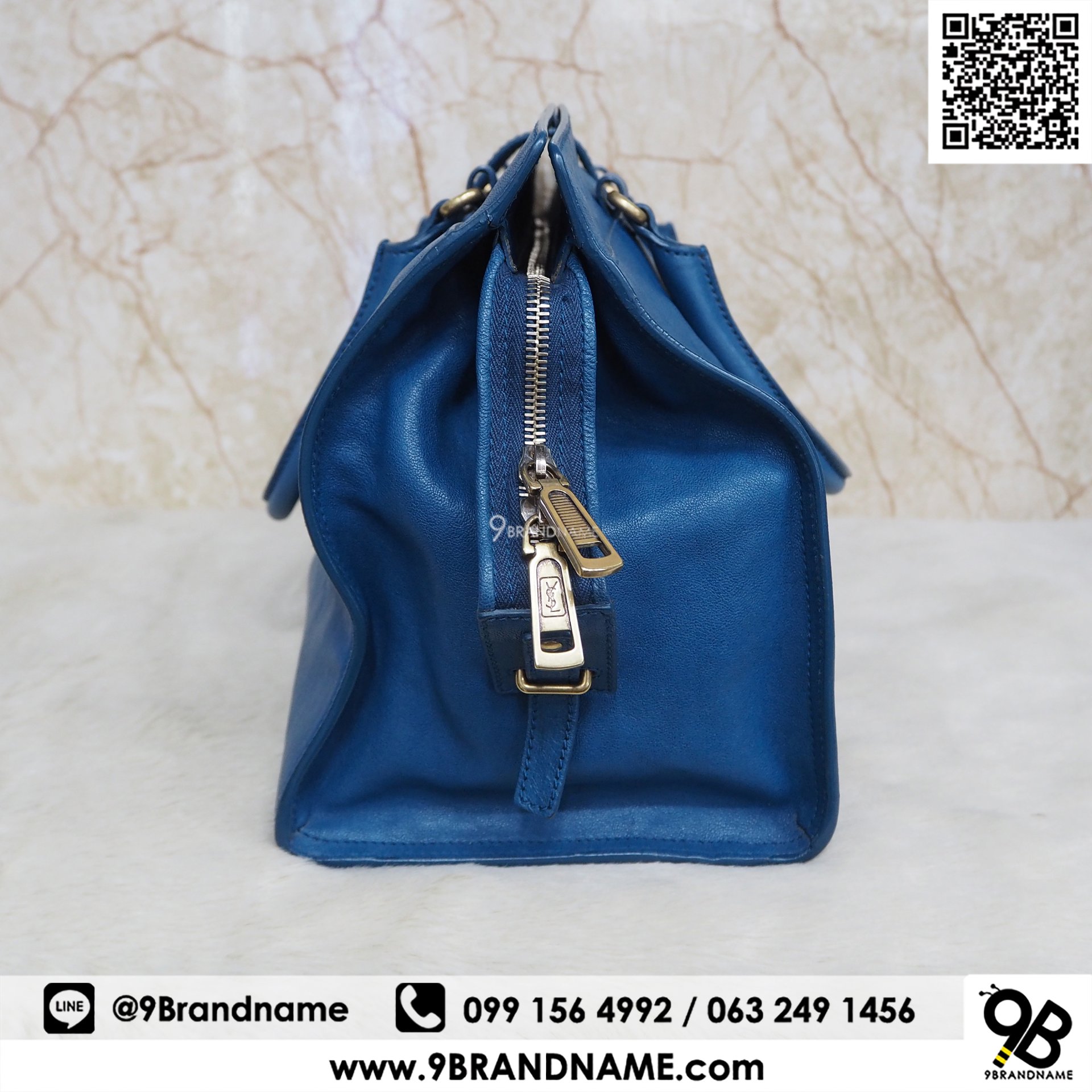 $2300 Yves Saint Laurent YSL Y Cabas Chyc Ligne Royal Cobalt Blue Leather  Medium Tote Bag Purse - Lust4Labels