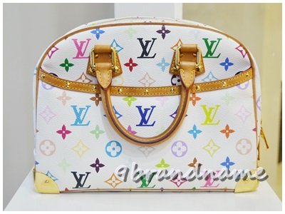 Louis Vuitton Trouvile Multicolor white กระเป๋า handbag ลายหลุยส์หลากสี มือสอง สภาพดีค่ะ คาวไฮด์สีเสมอ