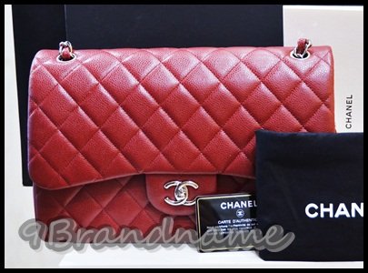 Chanel Classic Jumbo Red Burgundy SHW size 12 - Used Authentic กระเป๋าชาแนลคลาสสิค ไวส์ จัมโบ้ หังคาเวียร์สีแดงเบอร์กันดี้ แดงเข้มแบบผู้ดี หรูหราหายากนะคะ สีนี้ไม่ผลิตแล้วค่ะ สภาพเหมือนใหม่เลยค่า