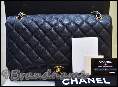 Chanel Classic Maxi Black Caviar GHW size 13 - Used Authentic กระเป๋าทรงคลาสิค ไซส์ใหญ่สุด จุใจ แม็กซี่ หรูหรา หนังคาเวียร์ สีดำ อะไหล่ทอง มือสอง สภาพสวยมาก ราคาสุดคุ้มค่ะ