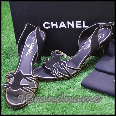Chanel High Heels in black with gold stroke - Used Shoes Authentic รองเท้าส้นสูง ชาแนลสีดำขอบทอง รัดสุ้น สวยหรูมากค่ะ สภาพสวย ไซส์ 37 คุ้มมากๆคุุ่