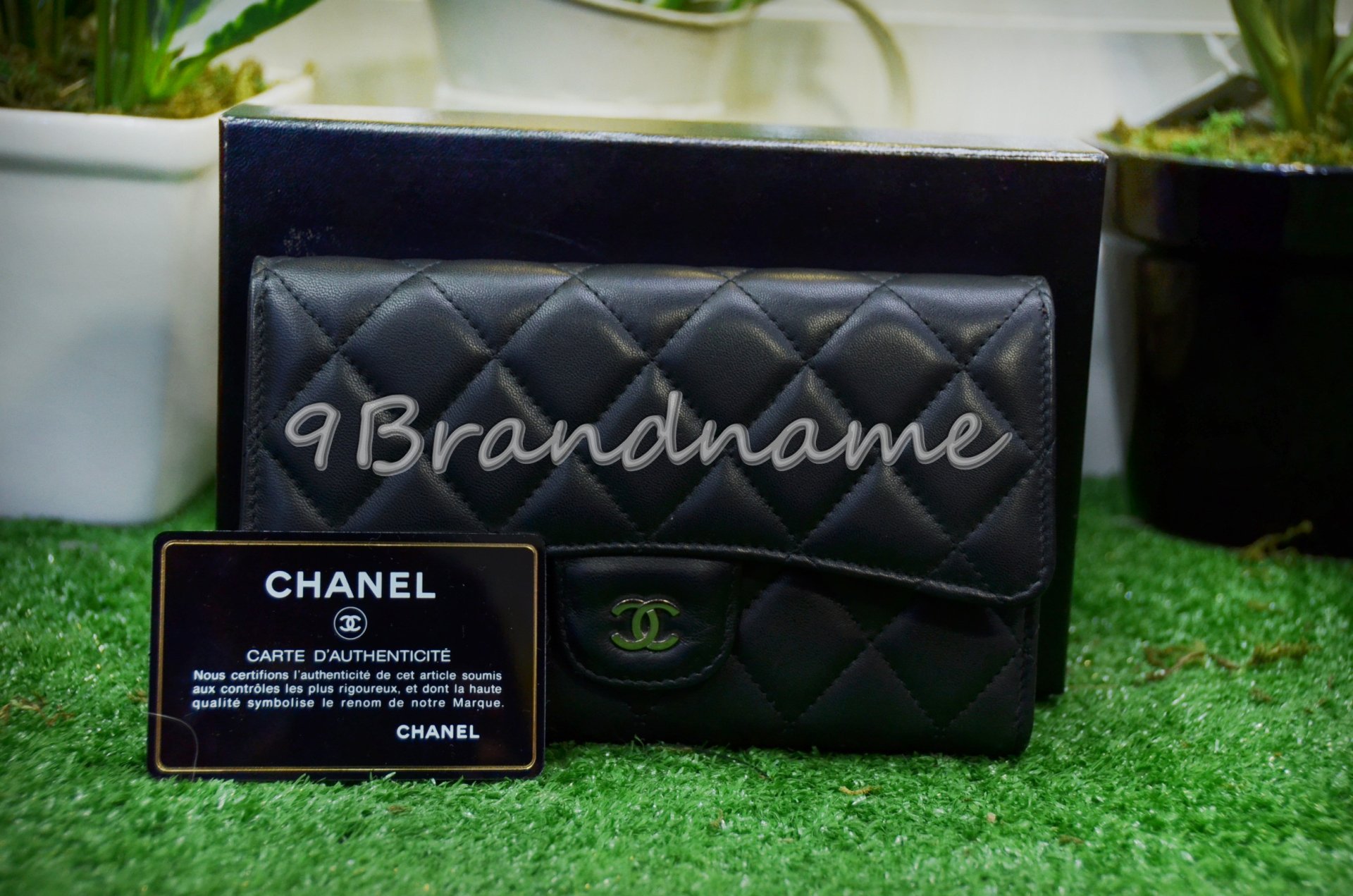 Chanel Wallet Black Lamp Tri-Fold - Used Authentic Bag - 9brandname